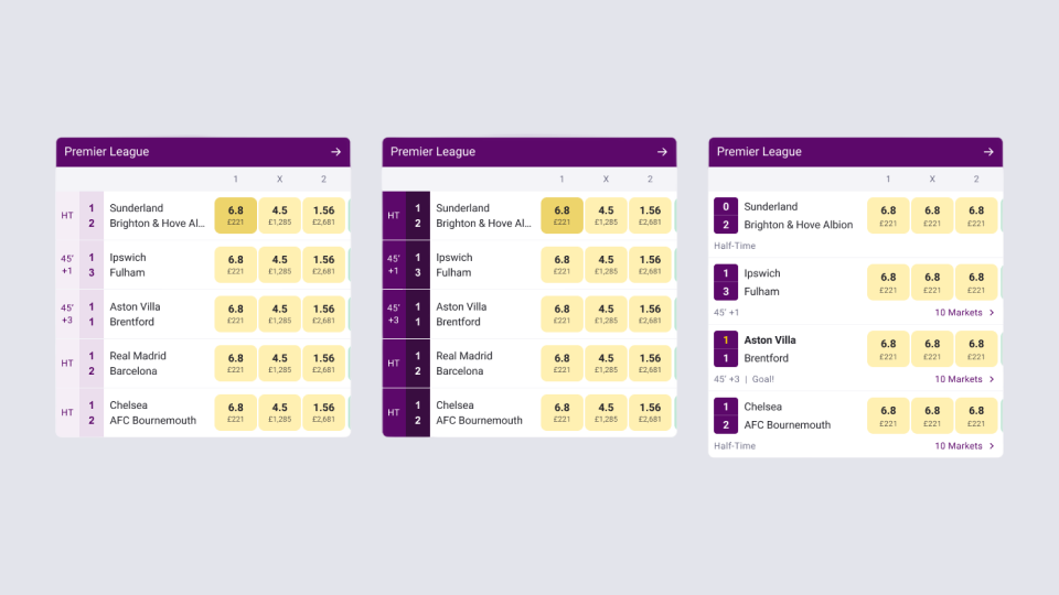 Live score options